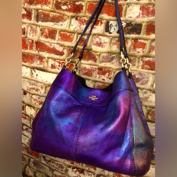 Coach Handbags - Coach Madison Metallic Multi Color Leather Satchel Shoulder Bag 13. X 6. X 11